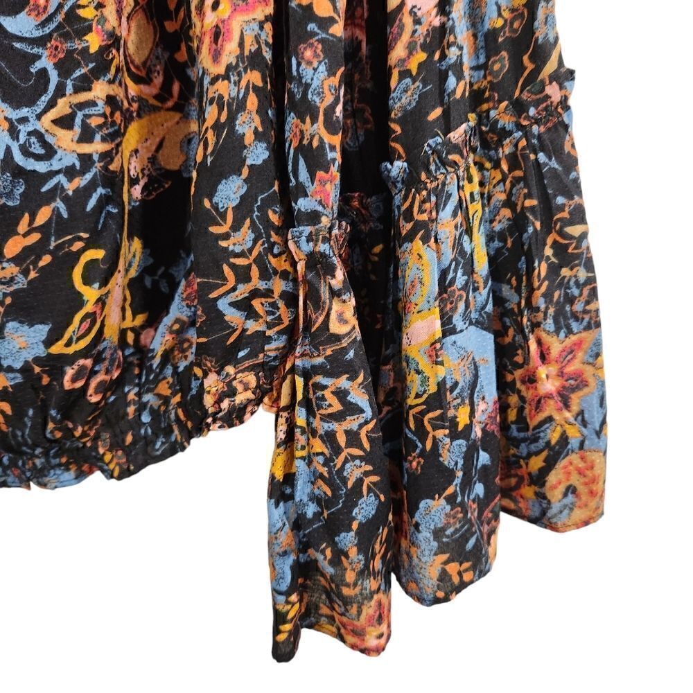 FREE PEOPLE Free Spirit Floral Off Shoulder Top XS Womens Black - Picture 6 of 7
